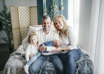 Air Force Veteran Kristen Berg, pictured here with her family, served as a poll worker in Wisconsin during the 2020 presidential election.