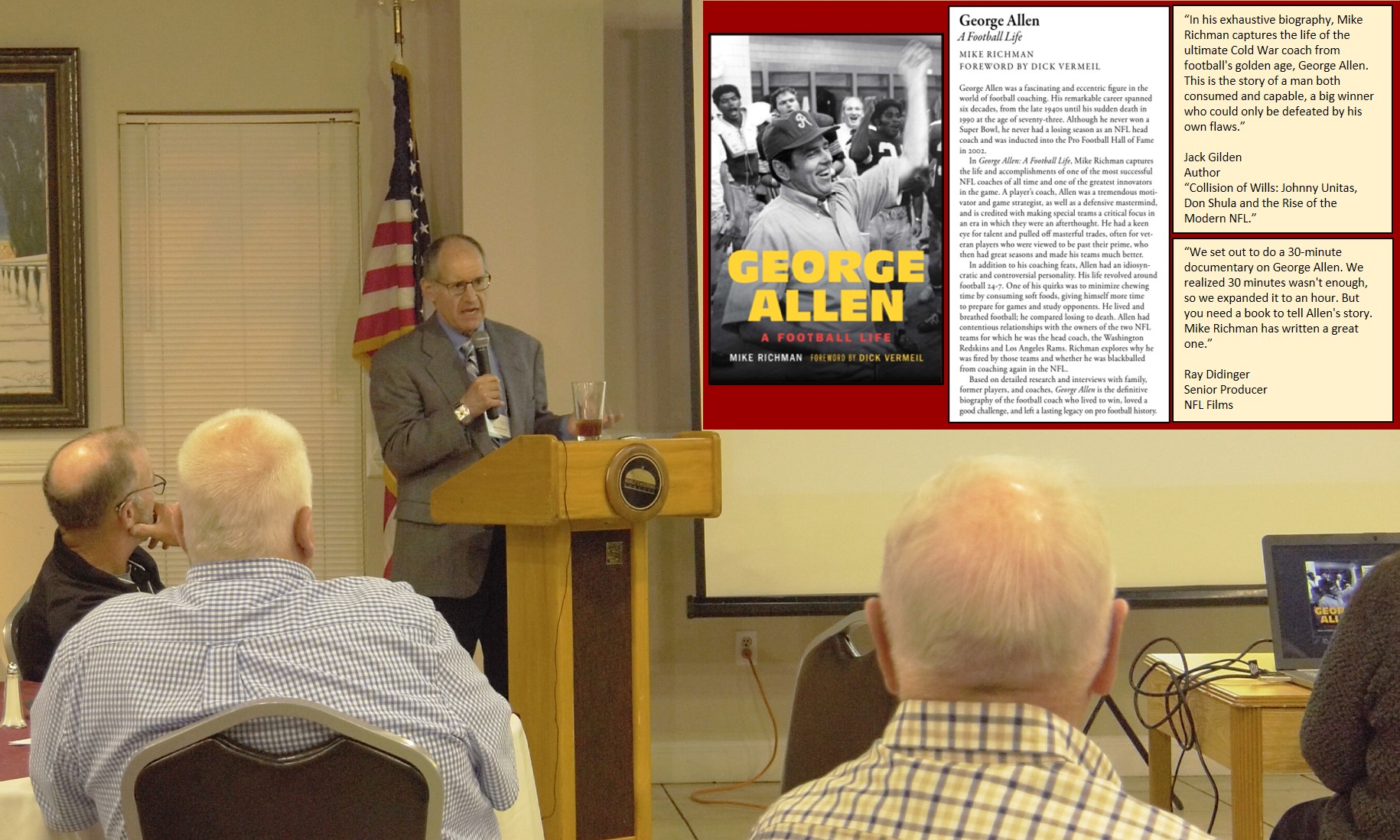 Mike Richman discusses his newly published book, George Allen: A Football Life, in an appearance at the Shenandoah Valley Athletic Club.